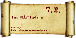 Tax Mátyás névjegykártya